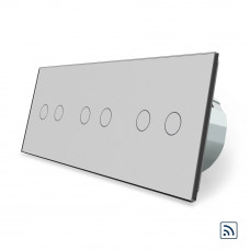 Сенсорный радиоуправляемый выключатель 6 каналов (2-2-2) серый стекло