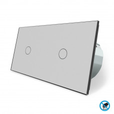Бесконтактный выключатель 2 сенсора (1-1) серый стекло
