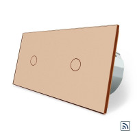 Сенсорный радиоуправляемый выключатель 2 сенсора (1-1) золото стекло