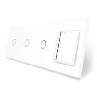 Панель для сенсорного вимикача 3 сенсори 1 розетка (1-1-1-0) білий скло