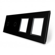 Сенсорная панель комбинированная для выключателя 2 сенсора 2 розетки (1-1-0-0) черный стекло