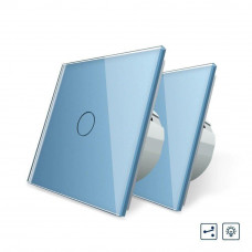 Комплект Сенсорный проходной диммер голубой стекло