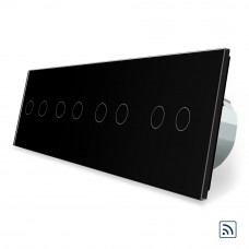 Сенсорный радиоуправляемый выключатель 8 каналов (2-2-2-2) черный стекло