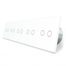 Сенсорный выключатель 10 сенсоров (2-2-2-2-2) белый стекло
