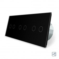 Сенсорный проходной выключатель 6 сенсоров (2-2-2) черный стекло