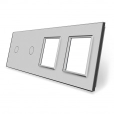 Сенсорная панель комбинированная для выключателя 2 сенсора 2 розетки (1-1-0-0) серый стекло