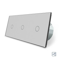Сенсорный проходной выключатель 3 сенсора (1-1-1) серый стекло
