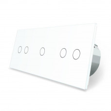 Сенсорный выключатель 5 сенсоров (2-1-2) белый стекло