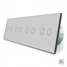 Сенсорный радиоуправляемый выключатель 8 каналов (2-2-2-2) серый стекло