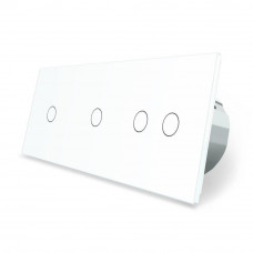 Сенсорный выключатель 4 сенсора (1-1-2) белый стекло