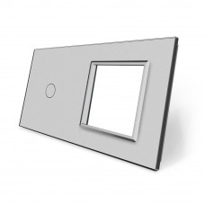 Сенсорная панель комбинированная для выключателя 1 сенсор 1 розетка (1-0) серый стекло