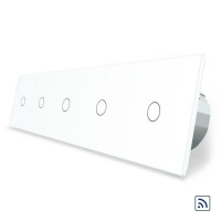 Сенсорний радіокерований вимикач 5 каналів (1-1-1-1-1) білий скло