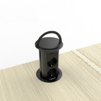 Выдвижной блок из двух розеток и USB и беспроводной зарядкой черный