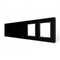 Панель для сенсорного выключателя 5 сенсоров 2 розетки (1-2-2-0-0) черный стекло