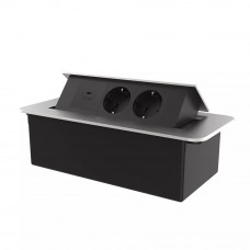 Розетка мебельная двойная с USB-С черный в сером