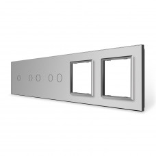 Панель для сенсорного выключателя 5 сенсоров 2 розетки (1-2-2-0-0) серый стекло