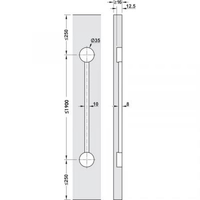 Стрижень із різьбленням Planofit захисним профілем макс. висота дверей 2400 мм білий