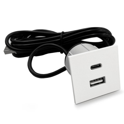 Встраиваемый USB-порт Versapick USB (5v) + USB Type C квадратный матовый белый