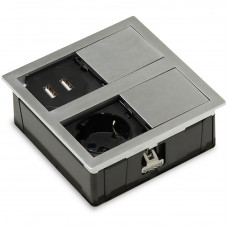 Блок розеток Versahit Dual на 1 розетку + 2 USB 5V нержавеющая сталь