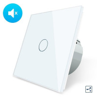 Безшумний сенсорний прохідний вимикач 1 сенсор білий скло