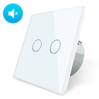 Безшумний сенсорний вимикач 2 сенсора білий скло