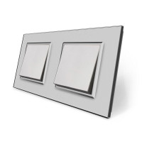 Комплект одноклавишных выключателей серый стекло
