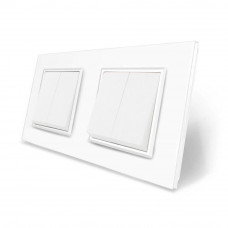 Комплект двухклавишных выключателей белый стекло