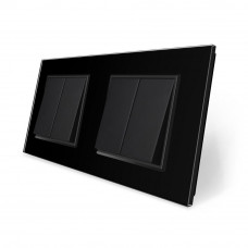 Комплект двухклавишных выключателей черный стекло
