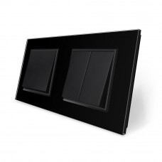 Комплект одноклавишный с двоклавишным выключателем черный стекло