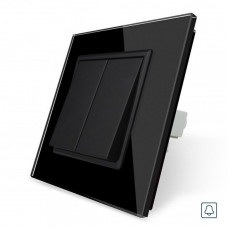 Кнопочный двухклавишный выключатель без фиксации Импульсный выключатель черный стекло