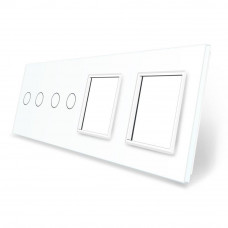 Сенсорная панель комбинированная для выключателя 4 сенсора 2 розетки (2-2-0-0) белый стекло