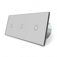 Сенсорный выключатель 3 сенсора (1-1-1) серый стекло
