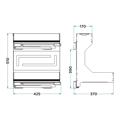 Полка выдвижная Ikona 450 мм на секцию глубиной 500 мм Ardesia левая