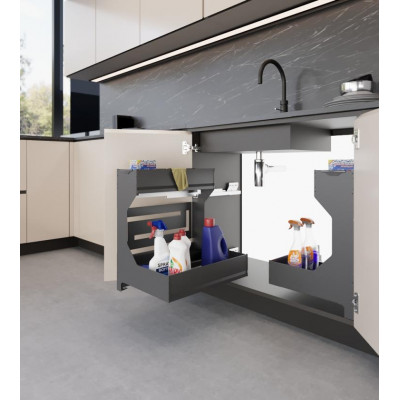 Полка выдвижная Ikona 450 мм на секцию глубиной 500 мм Ardesia левая