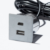 Вбудований USB-порт Versapick USB (5v) + USB Type C квадратний нержавіюча сталь