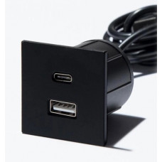 Встраиваемый USB-порт Versapick USB (5v) + USB Type C квадратный матовый черный