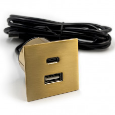 Встраиваемый USB-порт Versapick USB (5v) + USB Type C квадратный золото