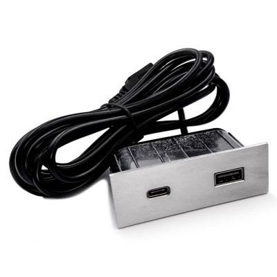Встраиваемый USB-порт Versapick USB (5v) + USB Type C прямоугольный нержавеющая сталь