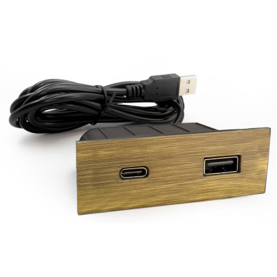 Встраиваемый USB-порт Versapick USB (5v) + USB Type C прямоугольный состаренная бронза