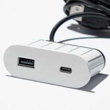 Вбудований USB-порт Versapick 2 USB (5v) А+С овальний білий матовий