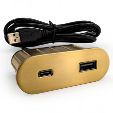 Вбудований USB-порт Versapick 2 USB (5v) А+С овальний золото