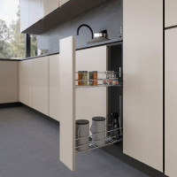 Карго для кухни Unica с доводчиком 90% выдвижения 200 мм левое хром