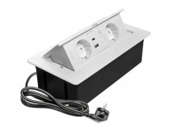 Подовжувач врізний MULTISOFT на 2 розетки + 2 USB + RJ45 Schucko білий