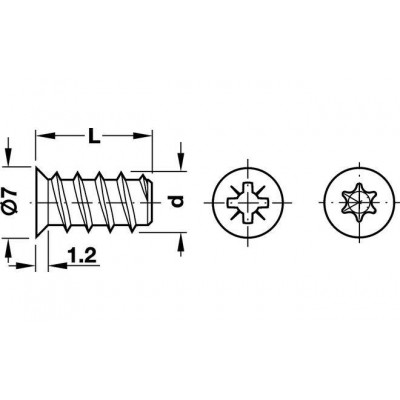 Гвинт Varianta ASP для загвинчування у деревину d6 мм L=13,5 мм