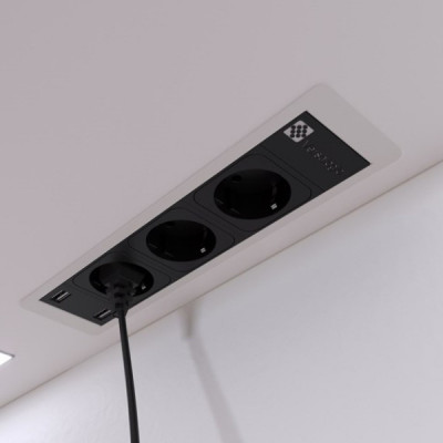 Розетковий модуль Versaframe 3.0 на 3 розетки + 1 USB 5V(A+C) білий
