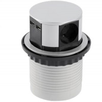 Подовжувач врізний Comfort на 3 розетки + 2 USB Schucko алюміній