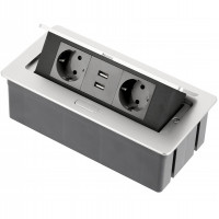 Подовжувач врізний Soft на 2 розетки + 2 USB Schucko алюміній