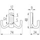 Крючок мебельный двойной бронза