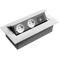 Розеточный блок на 2 розетки + 2 USB Schuco белый