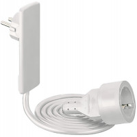 Плоска вилка з кабелем та штепсельною розеткою біла